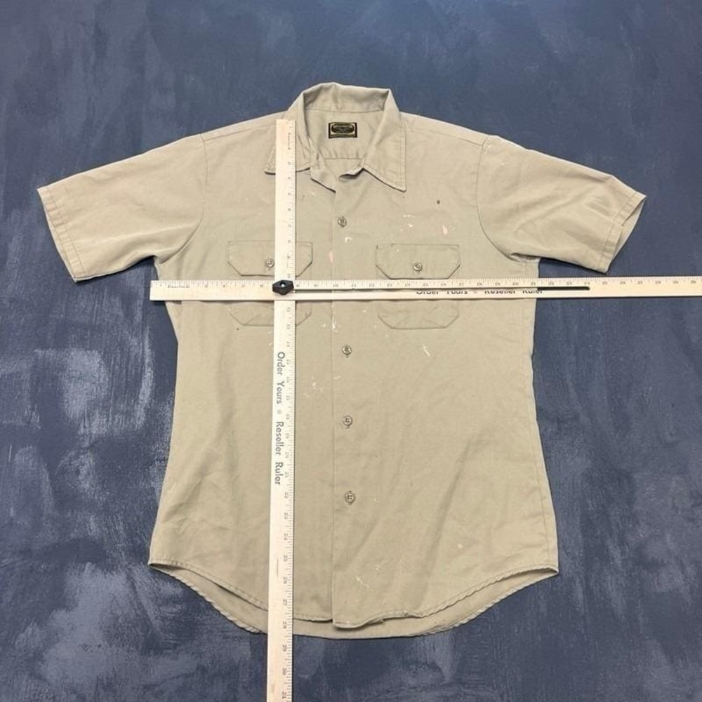 Vintage Washington Dee Cee Button Up Shirt Mens Large Beige 1960s Cotton - Picture 4 of 7